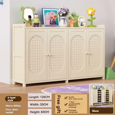 White Shoe Cabinet Large Capacity Anti-Dust & Insect-Proof Shoe Storage Organizer with Round Door Home Organization (Malaki Malinis!)