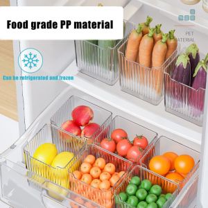 2Pcs Transparent Multipurpose PET PlasticFridge Organizer Bin Refrigerator Side Door Storage Shelf Basket