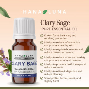 Clary Sage Essential Oil 100% Pure Aromatherapeutic Grade Organic All Natural PMS Hormonal Support Sleep Enhancer Anti Stress Diffuser Air Freshener Purifier Yoga Grounding Calming Meditation - Hana Luna Philippines