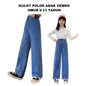 Yansa Kids-Kulot Jeans Anak Perempuan Usia 4-13 Tahun Korean Style Premium - Highwaist Jeans Anak Cewek Tanggung Fashion