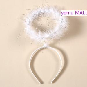 yemu MALL ที่คาดผมนางฟ้าขนนกสำหรับงานปาร์ตี้คริสต์มาสการแสดงชุดคอสเพลย์ชุดนางฟ้าฮาโล