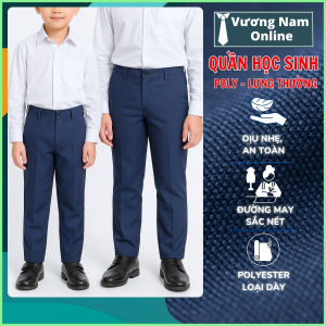 Quần tây học sinh nam màu xanh đen chất polyster cấp 1 2 lưng nẹp VNO110