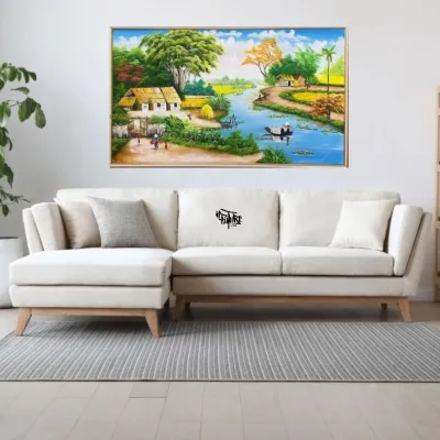 DIY Diamond Painting Lukisan Kanvas Pemandangan Hiasan Dinding Ruang Tamu Plus Frame FUTURE ART PAINTING