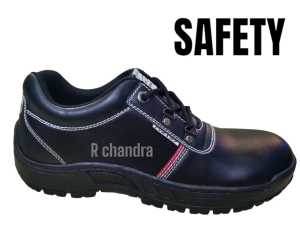 Sepatu Safety Oxlay Kulit Asli Hitam List Merah Gaya Bisnis untuk Kerja Proyek Pria