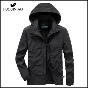 FUGUINIAO Mens Hoodie Jacket Waterproof Sports Mountaineering Camping Mountaineering Windbreaker