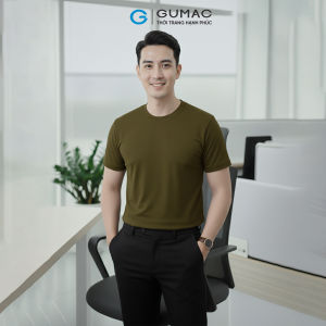 Áo Thun Nam Tay Ngắn GUMAC Form Suông Cổ Tròn Bo Dệt Thun Nano Thoáng Khí Basic LATNF0432