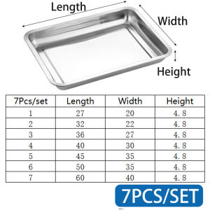 Nipiin Thickened Stainless Steel Square Food Tray Rustproof Serving Tray Easy Clean for BBQ Dessert Household