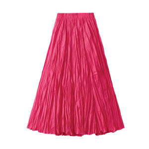 0323 Spring And Autumn WomenS Great Swing SlimMing Pleated A-Line Flowing And Withered Leaf  Pleated Half Skirt One Size (45-75kg)