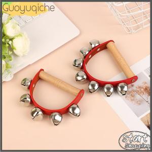 【Guoyuqiche】 Handbell Hand Bells With 5pcs 7pcs Jingle Bells Wood Handle Musical Instrument Bell Toy Gift For School Music Class Home Daycare