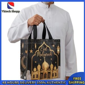 Vktech Women Tote Bag 16 Pcs Ramadan Gift Bags with Handles Non-Woven Eid Party Supplies 29x22x6cm Multifunctional Islamic Muslim Kareem