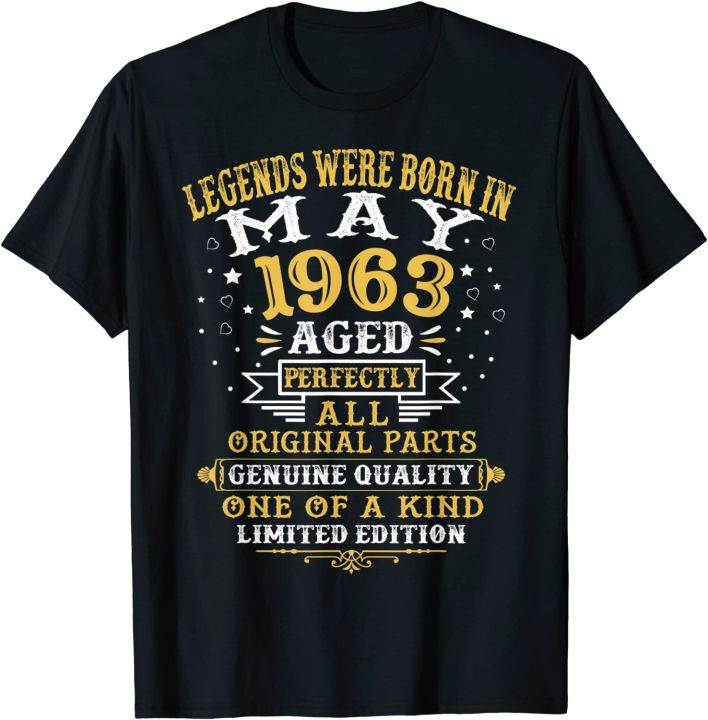 Legends Were Born In May 1963 59 Years Old 59th Birthday T-Shirt Cotton T-shirt for Men and Women Tee Shirts Adults Short Sleeve Tshirts