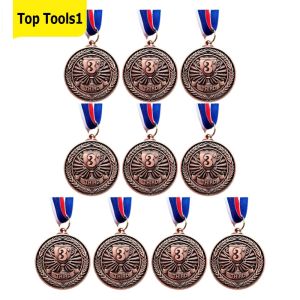 Sports Award Medals 10Pcs Metallic Gold Silver Bronze Collectible Decor for Recognition and Trophy Displays