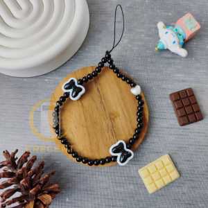Black and White Edition Lanyard Tali Gantungan Gelang Strap HP Edisi Hitam dan Putih Phone Charm Handphone Device Kamera Handmade Macaron Candy Lanyard Full Warna Korean Style Estetik Bracelet Beads Pearls Mutiara Flower Butterfly Bunga Kupu kupu