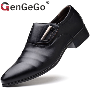 Brand GenGeGo (3 Days Delivery)COD Fashion Loafer Black Casual Slip On Flat Leisure Office School Shoes Leather Shoes Men