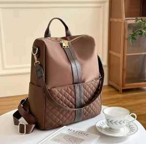 Tas Ransel Korea Style Wanita Tahan Air Poliester Vintage Warna Space Grey