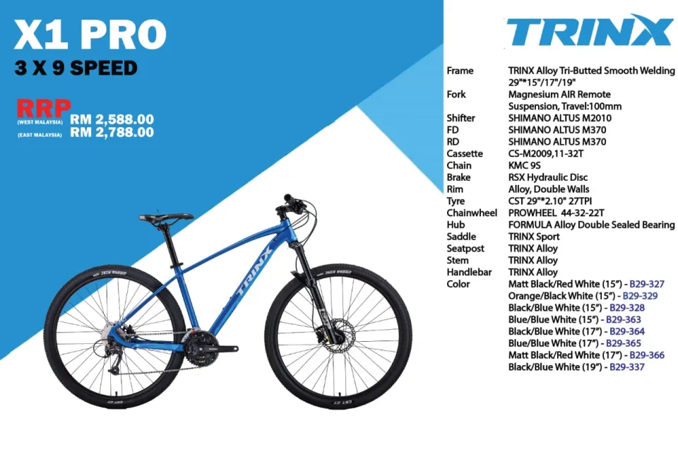 TRINX BIKE X1 PRO MTB 29 MOUNTAIN BIKE 2021/22 27 Speed