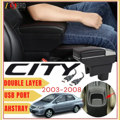Honda CITY 2003-2008 Armrest Double Layer Adjustable With 7 USB Charging Port Car Storage