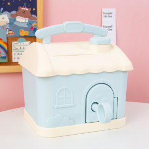 Saving Money Box Small House Piggy Bank with Lock Storage Tank Children Tin Box Student Gift