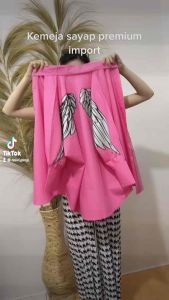 KEMEJA SAYAP MERAH PREMIUM JUMBO / KEMEJA WINGS IMPORT BKK SAYAP KATUN POPLIN / KEMEJA FUSCHIA SAYAP OVERSIZE