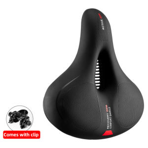 【Local Delivery】ROCKBROS Bike Saddle Bright Reflective PU Shockproof Bicycle Saddle Comfortable Non-Slip Leather Cushion Soft Cycling Accessory