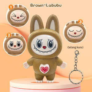 Bevavar Labubu Keychain Gantungan Boneka Labubu Berubah Ekspresi Wajah Gantungan Kunci lucu