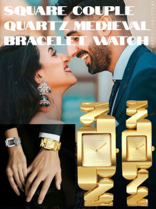 Vintage Square Couple Bracelet Watch Quartz Movement Retro Style Matching Mens And Womens Fashion Wristwatches