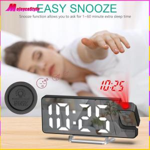 Projection Alarm Clock USB Charger Digital Clock with Temperature Date Digital Clock Projector Brightness Adjustable for Bedroom
