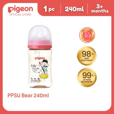 Pigeon Official New Wide Neck PPSU Bear Feeding Bottle 240ml for newborn (M) medium flow no nipple confusion anti-colic high heat resistance