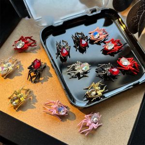 XUNXUAN 5 Pcs Luxury Spider Nail Art Rhinestones 3D Colorful Alloy Spider Decoration Manicure Jewelry Gothic Design Spider Nail Ornaments Halloween
