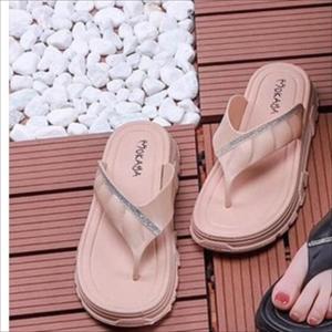 Sandal Karet Japit Wanita Motif Kerut Garis Gliter simple dan elegant Import MKY 2306-06 37-41