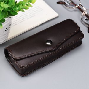 OMQAIO Simple Women Eyewear Protector Containers Presbyopic Glasses Glasses Storage Box Hung On the Belt Fathers Gift PU Leather Middle Aged and Elderly People Sunglasses Case Spectacle Case Eyeglass Box Waistpack Glasses Box