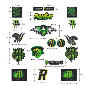 Monster Energy Logo Motorcycle Stickers Car Body Helmet Bicycle Waterproof Dinosaur Shaped Reflective Decorative Stickers