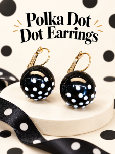 [SG] Polka Dot Dot Earrings | Black & White Polka Dot Ball Drop Earrings | Retro Vintage French Inspired Playful Casual Everyday Jewellery | ear me out (EMO-385)