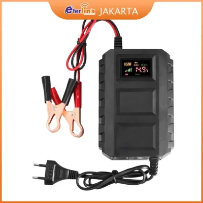 [Bisa Langsung Bayar Ditempat] Cas Aki BLACK Portable 12V 20A Charger Aki Mobil dan Motor LCD Indicator Intelligent Chip 20 Ampere