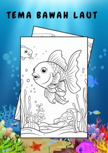 22 LEMBAR KERTAS MEWARNAI GAMBAR ANAK TEMA BAWAH LAUT UNTUK ANAK PAUD TK DAN SD