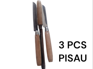 3 PCS PAKET PISAU BALI LANCIP DAN BULAT GAGANG KAYU BAJA PROMO