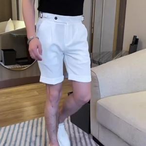 British Style Summer Mens Shorts High Quality Knee Length Casual Short Pants 4 Color Luxury Slim Fit Business Short Pant Homme
