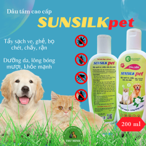 Sữa tắm SUNSILK PET trị ve ghẻ bọ chét chấy rận trên chó mèo chai 200 ml