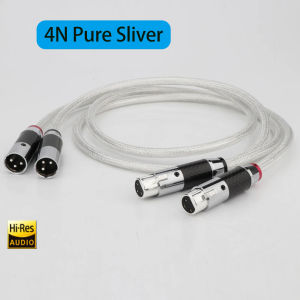 Pair 4N Pure Silver RCA Cable Carbon Fiber XLR TO RCA Cable Interconnect Audio Cable PSS Pure Silver Core Silver-Plated Plug