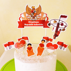 Topper / Hiasan Kue Tema Dirgahayu Kemerdekaan HUT RI 17 Agustus untuk Tumpeng