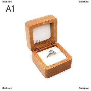 [COD] Biubiuni Gỗ Nhẫn cưới Hộp quà tặng Túi trường hợp bao bì cho đồ trang sức vòng Vòng cổ chủ Organizer Box