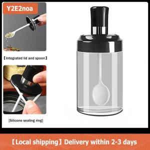 【Local shipping】 Glass Condiment Jars Set 4-Piece Spoon-Lid Combo