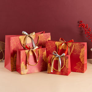 TÚI GIẤY ĐỰNG QUÀ TẾT HOA MAI CÓ NƠ TÚI ĐỰNG QUÀ CÓ RUY BĂNG SANG TRỌNG CHẤT LIỆU DÀY DẶN