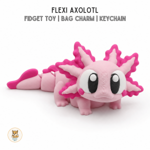 Flexi Axolotl Fidget Toy Articulated Flexi Pet Bag Charm Keychain Desk Accessory Stress Relief Gift