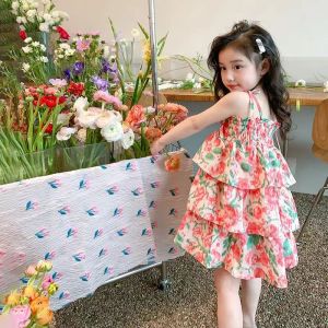 ALENA Girl Dress Frozen Dress For Kids Girl Dress For Kids Girls Girls Suspender Dress Summer Seaside Vacation Beach Skirt Baby Princess Summer Childrens Floral Skirt