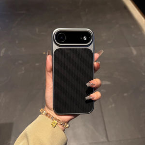 For iPhone Air Case Fashion Matte Woven Checkered PC Electroplated Frame Phone Cover For iPhone Air Shell Shockproof Bumper