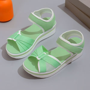 [Free Shipping] Summer New Thick-Soled Color-Block Sandals For Women Comfortable And Casual With Velcro Straps And A Wedge Heel Available In Plus Sizes