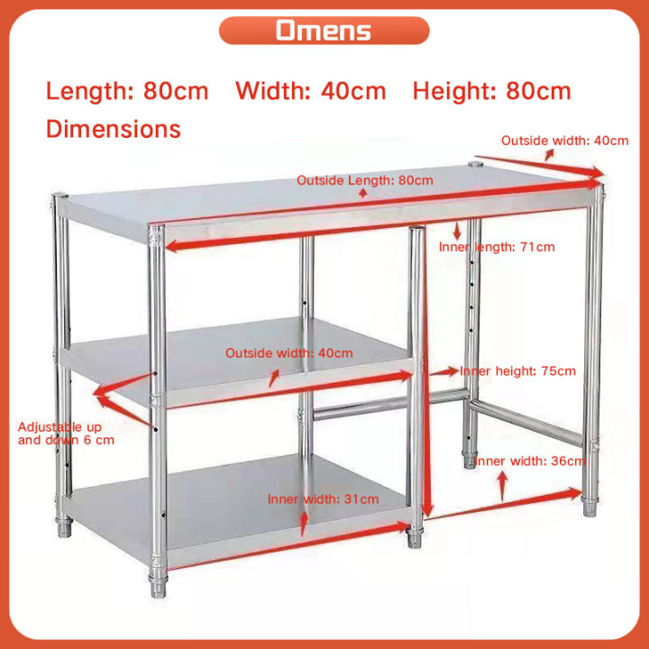 Gas Stove Rack Metal Heavy Duty Thicken Stainless Steel Shelves Layer Kitchen Organizer Rack