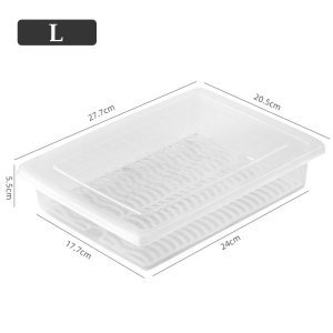 Food Preservation Box，Eco Friendly Fridge Food Storage Box Fruits Vegetables Meat Fish Storage Box Kitchen Drained Fresh Keeping Containers Removable Drain Plate Tray Food Fresh Storage Box Containers