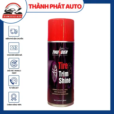 Chai xịt dưỡng nhựa nhám vỏ xe Thunder Tire & Trim Shine 400ml chuyên làm bóng nhựa đen và vỏ xe